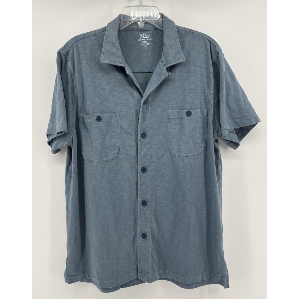 J.Crew Garment-Dyed Harbor Shirt Mens XL Blue Slub Cotton AU688